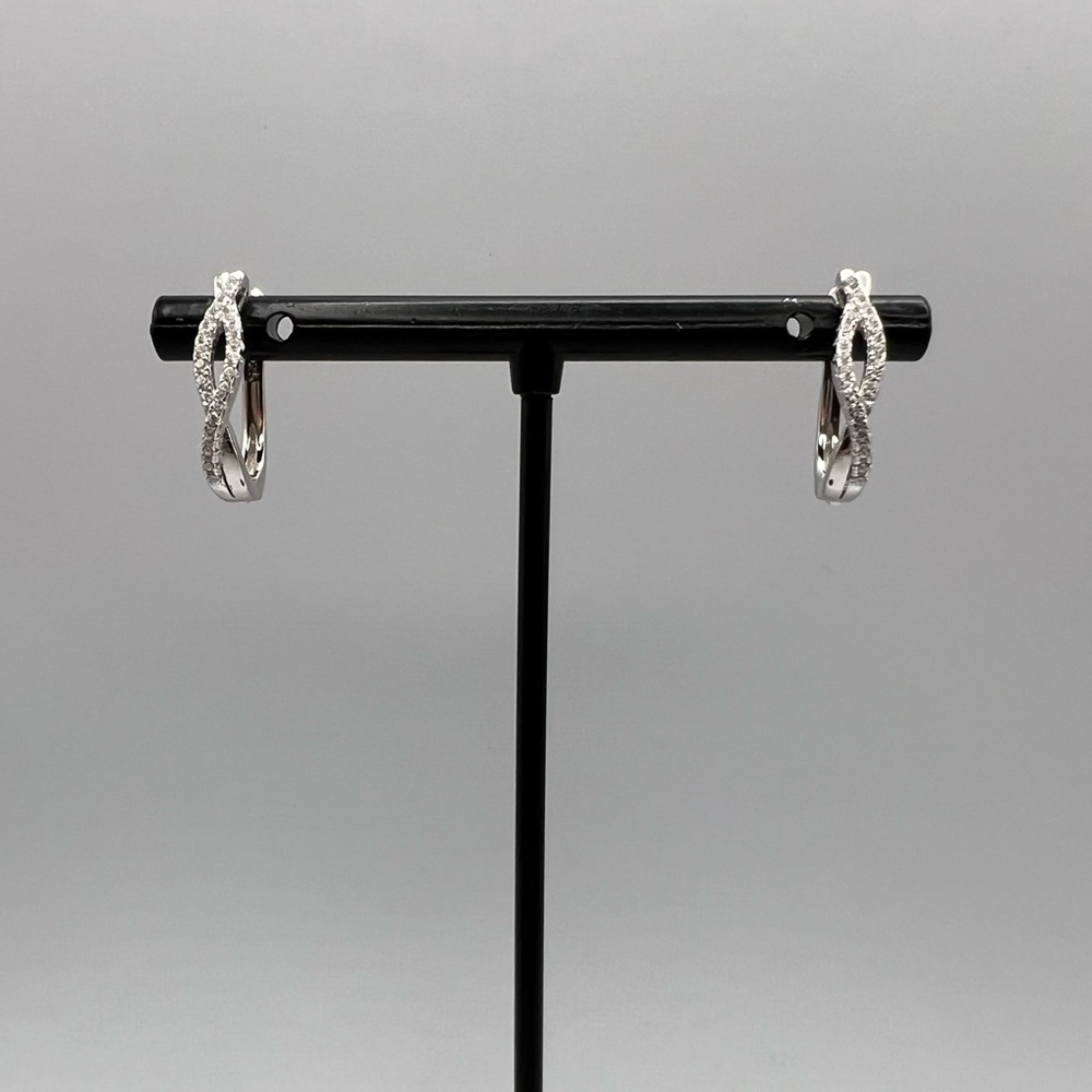CZ cubic zirconia twist hoop earrings sterling silver